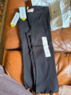 Cat & Jack Black Ribbed Flare Leggings